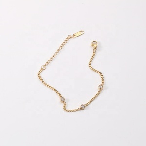 Gioielli da donna 18K PVD placcato oro triplo zircone cubico ciondoli in acciaio inossidabile braccialetto a catena spessa gioielli all'ingrosso - Product Image 2