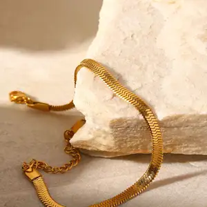 Moda jóias 18 quilates de ouro 316 cadeia osso cobra de aço inoxidável pulseira de titânio de aço das mulheres da cadeia de cobra
