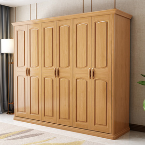 Qisen Solid Wood <b>Wardrobe</b> Three Four Five Six Doors <b>Large</b> Capacity Chinese Style Bedroom Cabinet - Product Image 4