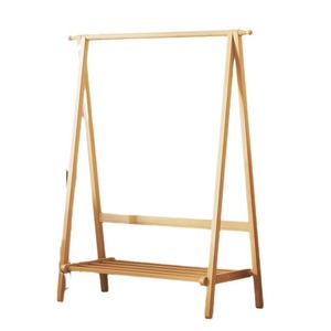 Clothing Organizer Coat <b>Rack</b> Nan Bamboo Standing Type Bedroom Single Tier Foldable - Product Image 5