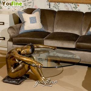 Sculpture de fille <span class=keywords><strong>nue</strong></span> en bronze coulé grandeur nature, table basse - Product Image 3