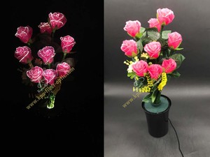 RGB AC 12V <strong>Fiber</strong> <strong>Optic</strong> Blue Roses Artificial Flower Bonsai Night <strong>Lamp</strong> with IP55 &amp; 5-Year Warranty for Bedroom Stage Decor - Product Image 2
