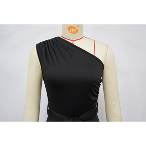 Nuevo en 2026, Mono Largo Negro de Pierna Ancha para Mujer, Un Hombro Descubierto, Sin Mangas, Atuendo de Fiesta, Casual, Ajustado, Elegante - Product Image 3