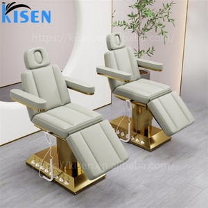 KISEN Luxurious Salon Massage Table and Chair Set Modern 4 Motors Gold Base Electric Hydraulic Facial Beauty <b>Bed</b> Massage SPA <b>Bed</b> - Product Image 2