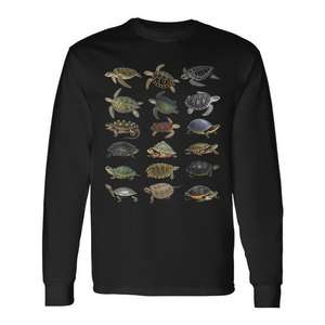Types de tortues, espèces marines et d'eau douce, t-shirt éducatif à manches longues - Product Image 1