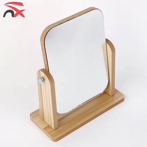 Promotional Gift Supply Superior Novel Design 360-degree Rotation Wooden Desktop Makeup Mirror