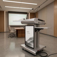 Podio Digital Inteligente Personalizado con Pantalla Táctil Interactiva LCD y Micrófono, Sistema de Gestión de Contenido para Conferencias