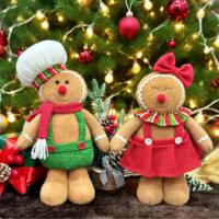 Vente en gros de poupées en peluche de bonhomme en pain d'épices de Noël écologiques et durables, faites à la main, décoration de table nordique pour les fêtes, cadeau de Noël pour la maison