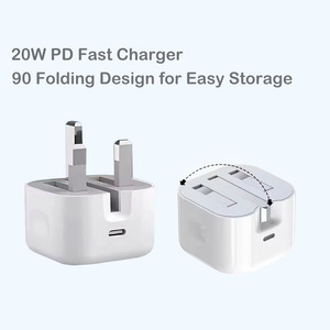 อะแดปเตอร์จ่ายไฟ GaN แบบเร็ว 20W มาตรฐานอังกฤษ รองรับ PD 3.0 ช่องเสียบ Type-C สำหรับ <span class=keywords><strong>iPhone</strong></span> 15 <span class=keywords><strong>Pro</strong></span> <span class=keywords><strong>Max</strong></span> และการชาร์จสมาร์ทวอทช์ ขายส่ง - Product Image 2
