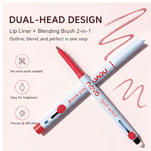 Crayon à lèvres et rouge à lèvres 2 en 1, naturel, longue tenue, imperméable, double embout avec pinceau à lèvres pour le maquillage quotidien, marque privée - Product Image 1