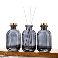 Bouteille diffuseur à roseaux en verre 100ml 200ml 500ml, diffuseur à roseaux conique en verre gris fumé, bouteilles diffuseurs minimalistes pour aromathérapie