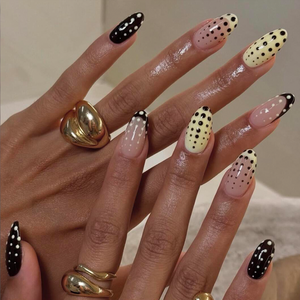 <span class=keywords><strong>Uñas</strong></span> Acrílicas Artificiales al por Mayor, 10 Piezas, con Diseño de <span class=keywords><strong>Lunares</strong></span>, Hechas a Mano, <span class=keywords><strong>Uñas</strong></span> Postizas con Pegamento, Diseño Francés, Cobertura Completa - Product Image 2