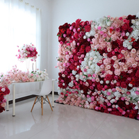 Décor mural floral 3D en tissu, simulation de fond de scène, guirlande de boules de fleurs pour fêtes et décorations photographiques