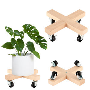 Chariot à plantes en bois avec roulettes, support à plantes roulant sur roulettes, chariot à plantes robuste pour grandes plantes, rouleau à plantes avec roues - Product Image 1