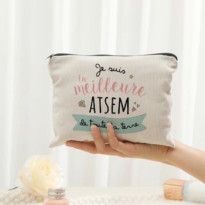 <span class=keywords><strong>Sac</strong></span> de maquillage en velours côtelé avec impression « Merci » de French Atsem, pochette de rangement pour cosmétiques, cadeau pour les enseignants et les aidants - Product Image 4