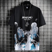 T-shirt à manches courtes en soie glacée pour homme, hauts d'été, t-shirts, impression Harajuku, chemise ample pour homme, chemise de base, haut, vêtements, nouveauté 2023