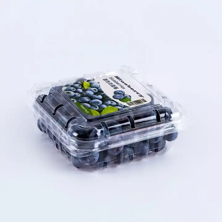 2023 novo estilo de caixas dobráveis de plástico transparente 125g para embalagem de frutas e mirtilos