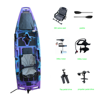 Kayak à pédales Vicking 9 pieds 1 personne en HDPE, bateau de pêche en mer, canoë modulaire à hélice avec moteur électrique