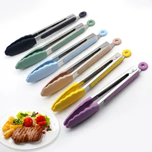 OEM & ODM Kitchen Durable Silicone Tongs Customized High Temperature Silicone BBQ Steak Food Clip Wholesale BBQ Tongs