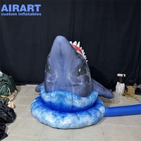 Tête de requin gonflable pour décoration d'activités, formes personnalisées, tête de requin horrible gonflable