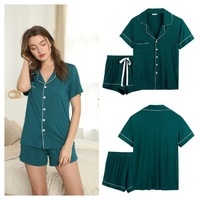 Pyjama en satin à manches courtes et short, doux et tendance, personnalisé pour femme, printemps-été, respirant, fin, cardigan, vêtements d'intérieur en coton