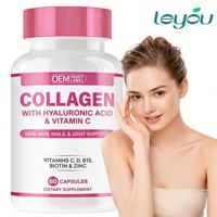 Capsules de collagène hydrolysé avec acide hyaluronique et vitamine C, complément de peptides de collagène anti-âge pour l'élasticité de la peau