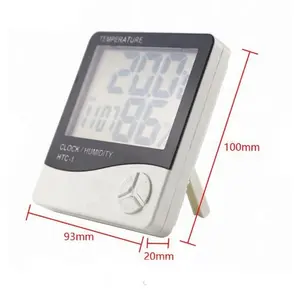 Pengukur Temperatur HTC-1, Alat Ukur Temperatur Stasiun Cuaca Higrometer Jam Alarm Elektronik LCD