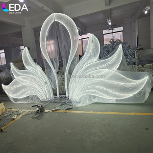 LEDA Party Stage Decoration White Metal Arch Large Wrought <b>Iron</b> LED Backdrop Stand for Wedding - Product Image 2