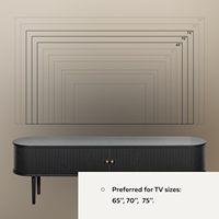 PHOENIX HOME-Meuble TV en Chêne Noir, Étagères de Rangement pour Téléviseurs de 65 à 75 Pouces, Portes de Centre de Divertissement, Table Moderne du Milieu du Siècle