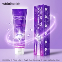Dentifrice personnalisé de marque privée 120g, saveur menthe, dentifrice violet pour blanchir les dents