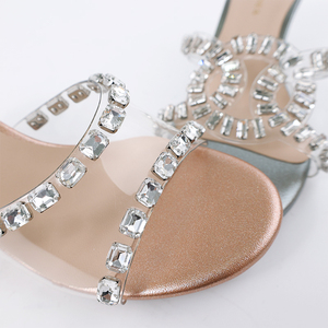 Lujoso, elegante, cómodo, tacón alto Stiletto, <span class=keywords><strong>Sandalias</strong></span> de tacón <span class=keywords><strong>cuadrado</strong></span>, correas cruzadas de flores de diamantes de imitación - Product Image 4