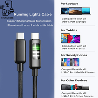 Cable de Datos Tipo C con 9 Luces LED Blancas, 60W-2400W PD 3.1 5A, Cable de Carga Rápida USB C Trenzado de Nailon, 1m-3m, Cable Tipo C OEM