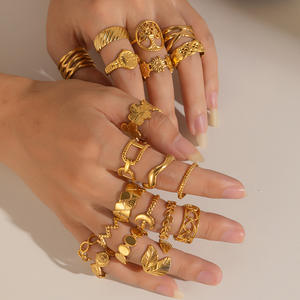 Anillos de Corazón con Cadena y Bisel Chapado en Oro de 18K, Anillos de Boda Apilables Minimalistas para Mujer, Estilo Vintage, Gran Venta - Product Image 6