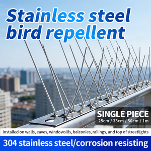 Pointes <span class=keywords><strong>anti</strong></span>-oiseaux en acier inoxydable soudées sur base en acier inoxydable <span class=keywords><strong>pour</strong></span> panneaux solaires et gouttières - Product Image 2