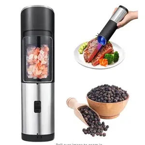 Automatic Gravity Salt And Pepper Grinder Set Kitchen Electric Pepper Mill With LED Light