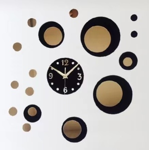 <span class=keywords><strong>Orologio</strong></span> <span class=keywords><strong>da</strong></span> <span class=keywords><strong>Parete</strong></span> in Acrilico a Specchio con Design Art Déco, Quadrante con Lancette, Decorazione in Nero, Oro e Rosso, Idea Regalo - Product Image 5