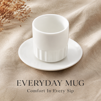 Tasse à thé et soucoupe en céramique blanche pour restaurant, service de thé matinal et repas, vente en gros pour la mise en table des hôtels