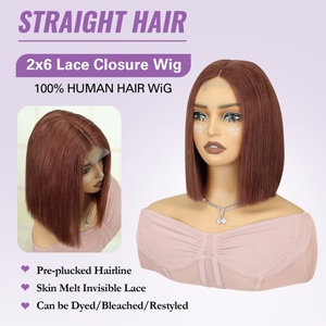 Fh Trực Tiếp Bán Buôn #35 Màu Sắc Tốt Khối Lượng 2x6 <span class=keywords><strong>Bob</strong></span> Tóc Giả Ren Trong Suốt Tóc Con Người Tóc Giả Ren Phía Trước Tóc Giả - Product Image 2