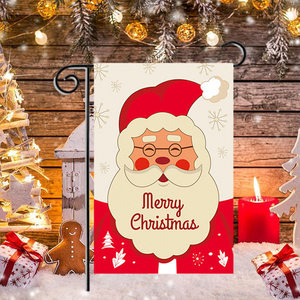 Bandera de jardín rectangular con gráfico de Papá Noel para decoración navideña de fiestas, con poste de fábrica - Product Image 1