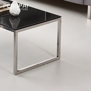 Nero temperato <span class=keywords><strong>tavolino</strong></span> di vetro con base cromata - Product Image 2