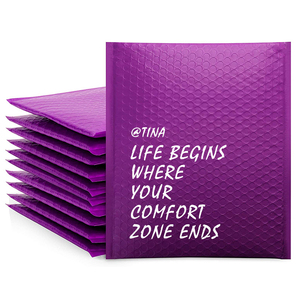 Mailer Bubble Bag Customized Logo Design Full Patterned Matt Purple Poly Mailer Envelope Plastic Bubble Mail Courier Package Bag For Clothing