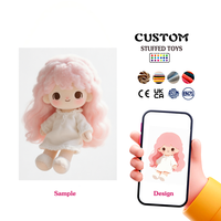 Poupées en coton personnalisées à cheveux longs noirs, belles et élégantes, vente directe d'usine, jouets en peluche personnalisés en tissu doux