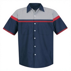 Chemise de travail en coton personnalisée pour homme, manches courtes, uniforme industriel avec traitement anti-rétrécissement, vêtements de travail pour atelier de réparation automobile, OEM - Product Image 2