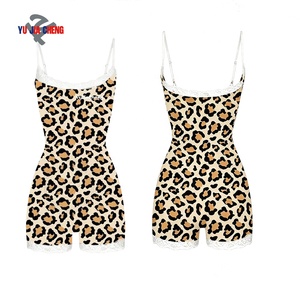 Tuta Elegante Bodycon con Logo Personalizzato, Casual, da <span class=keywords><strong>Donna</strong></span>, con Stampa a Pois, Spalline Sottili, Pezzo Unico, in Pizzo, Stampa Leopardata - Product Image 4