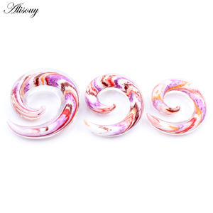 Alisa anting-anting, 2 buah kaca siput <span class=keywords><strong>Spiral</strong></span> lancip telinga plug terowongan Expander anting-anting tulang rawan pengukur daging tindik perhiasan tubuh - Product Image 4