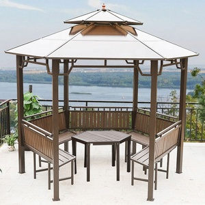 Jardin Commercial Hexagone gazebos 11.5 * 11.5ft cadre en métal Toit Rigide de haute qualité <span class=keywords><strong>pergola</strong></span> extérieure - Product Image 6