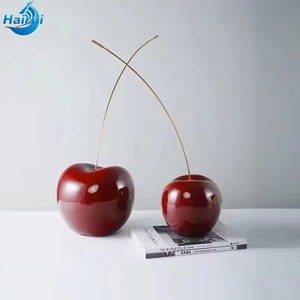 Sculpture <span class=keywords><strong>de</strong></span> bureau moderne et simple <span class=keywords><strong>de</strong></span> style européen, en fibre <span class=keywords><strong>de</strong></span> verre, peinte à la main, grand modèle, thème crème glacée et fruits, avec décoration cerise, luxe léger - Product Image 3