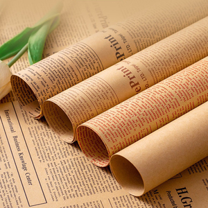 20 hojas por bolsa de papel Kraft <span class=keywords><strong>Vintage</strong></span> periódico inglés papel de regalo papel de embalaje de flores - Product Image 1