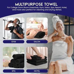 Toallas Negras Económicas 100% Algodón con Logotipo Personalizado del Fabricante para Deportes, Belleza, Spa, Resistentes a la Decoloración del Cabello, para Peluquería - Product Image 2