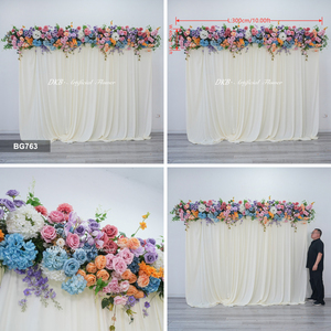 Nuevo camino de mesa floral azul, rosa y verde para cumpleaños y bodas, ideal como fondo para Navidad y el Día de la Madre. - Product Image 3